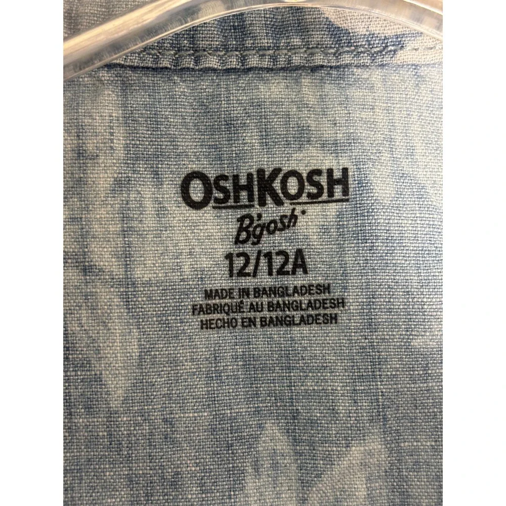 OshKosh‎ Boys Blue Floral Hibiscus Short Sleeve Button Down Shirt Size 12/12A